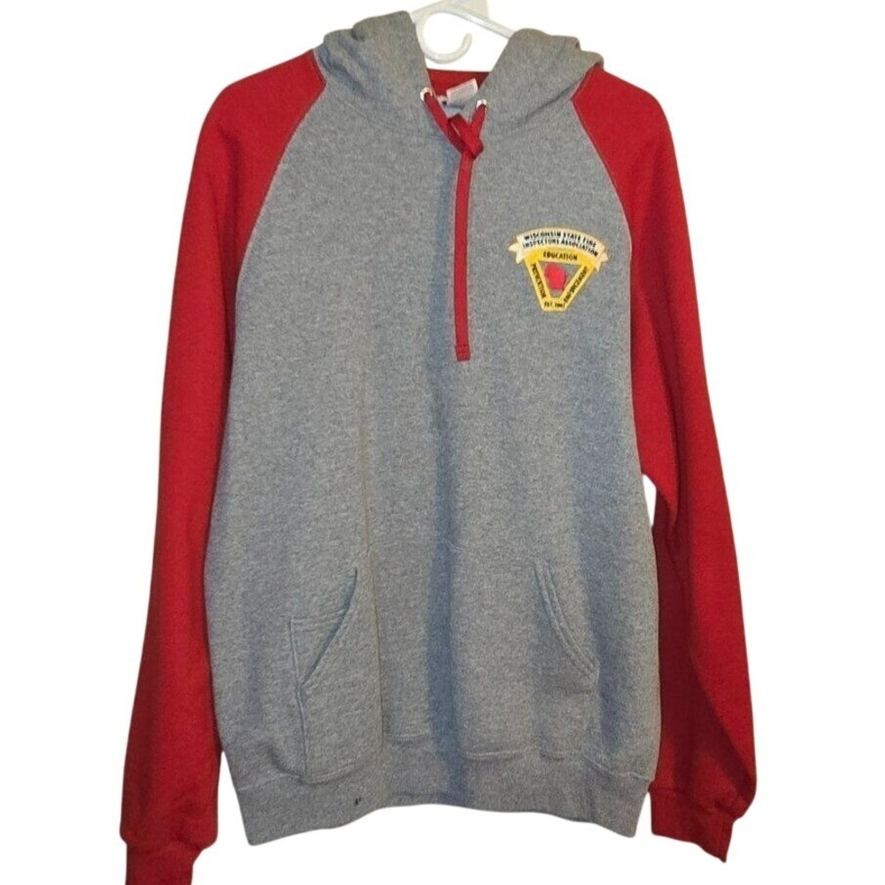 Jerzees NuBlend sweatshirt Firefighter Inspector Wisconsin Red/Grey Large Hoodie